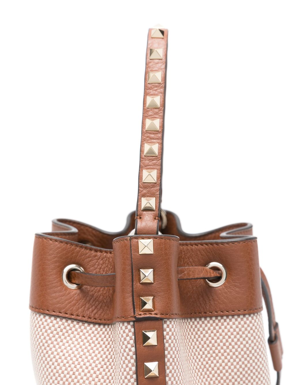 VALENTINO GARAVANI Mini Studded Canvas Bucket Handbag