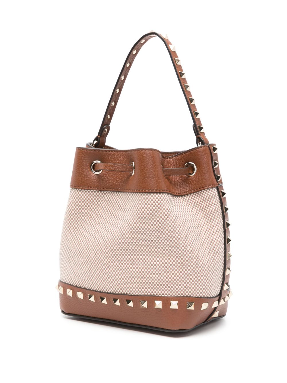 VALENTINO GARAVANI Mini Studded Canvas Bucket Handbag