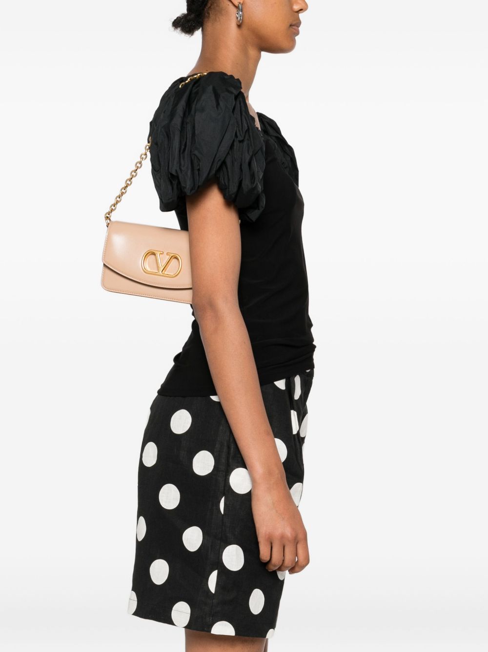 VALENTINO GARAVANI Small Leather Clutch with Chain Strap