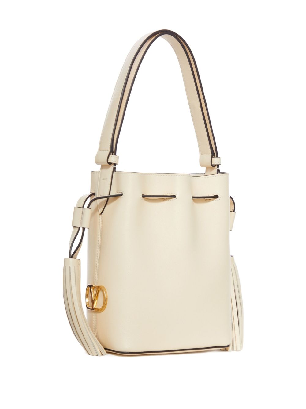 VALENTINO GARAVANI Leather Drawstring Handbag with Adjustable Shoulder Strap