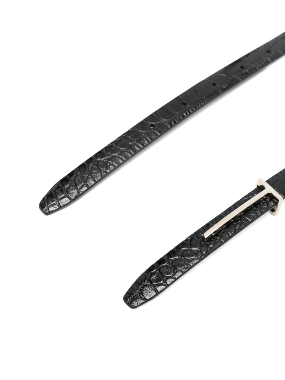 TOM FORD Crocodile Effect Leather Belt with T Buckle - 1.5 CM Height