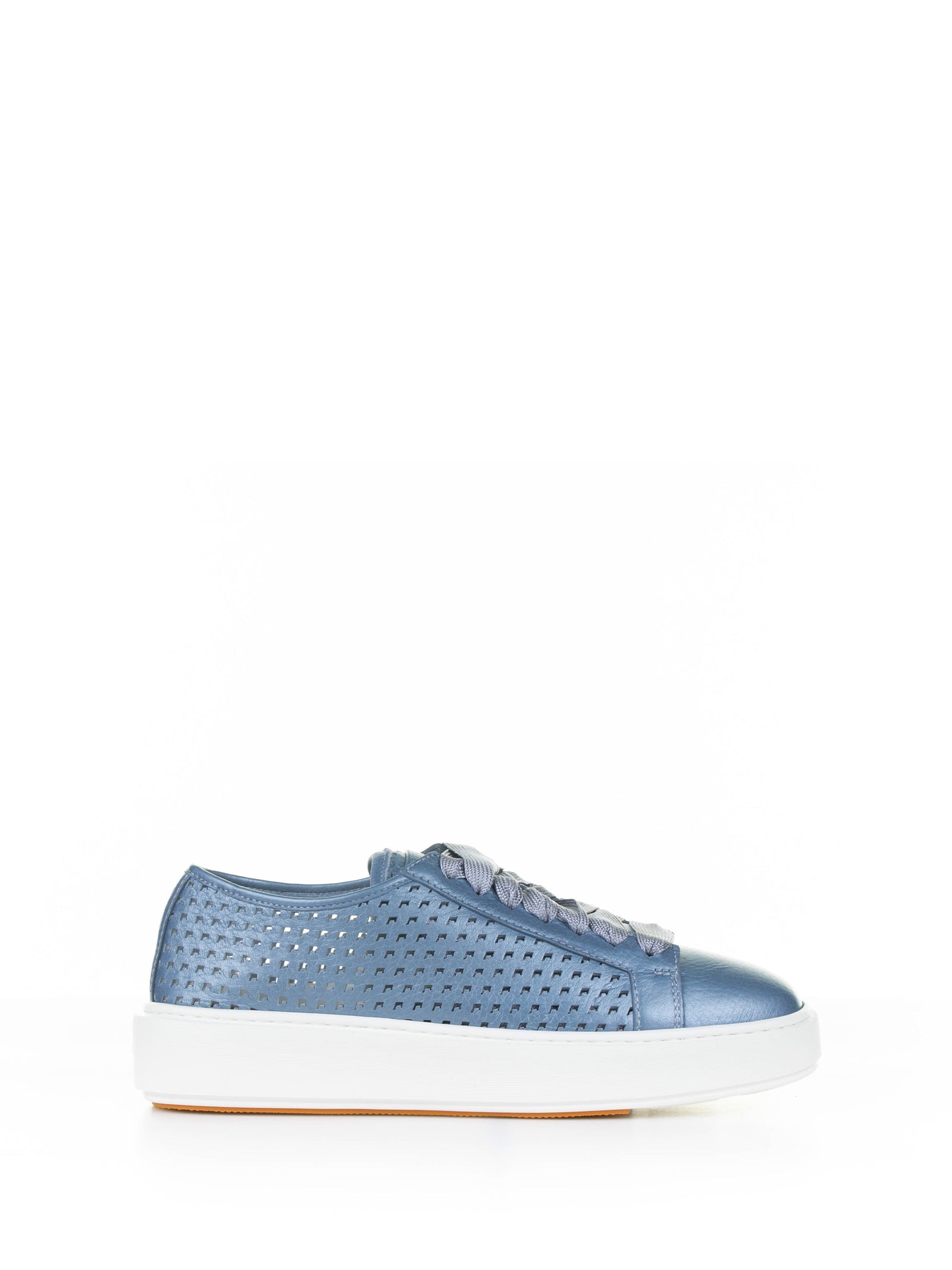 SANTONI Light Blue Perforated Leather Sneakers for Women