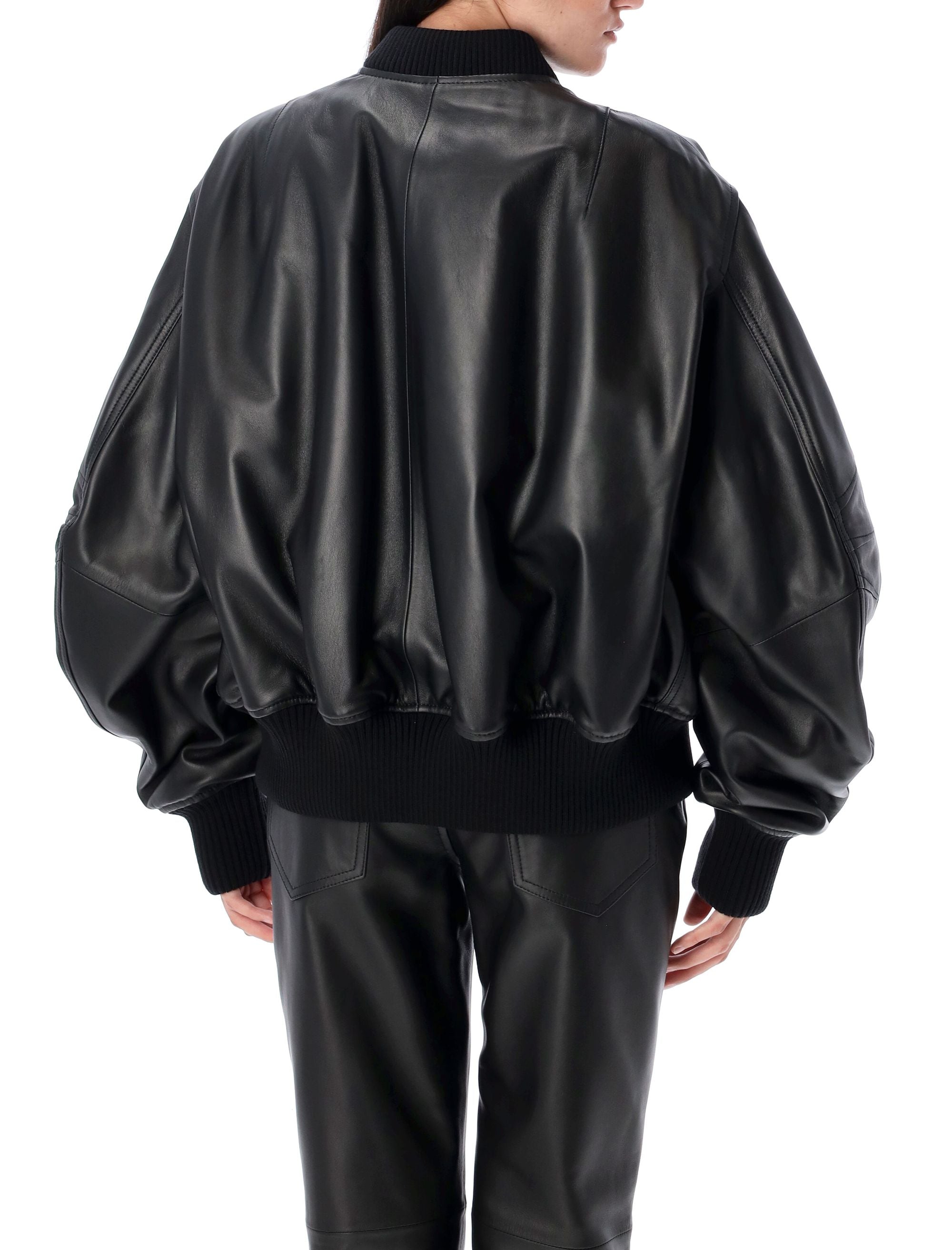 THE ATTICO Women's Relaxed Fit Leather Bomber Jacket - Size 40