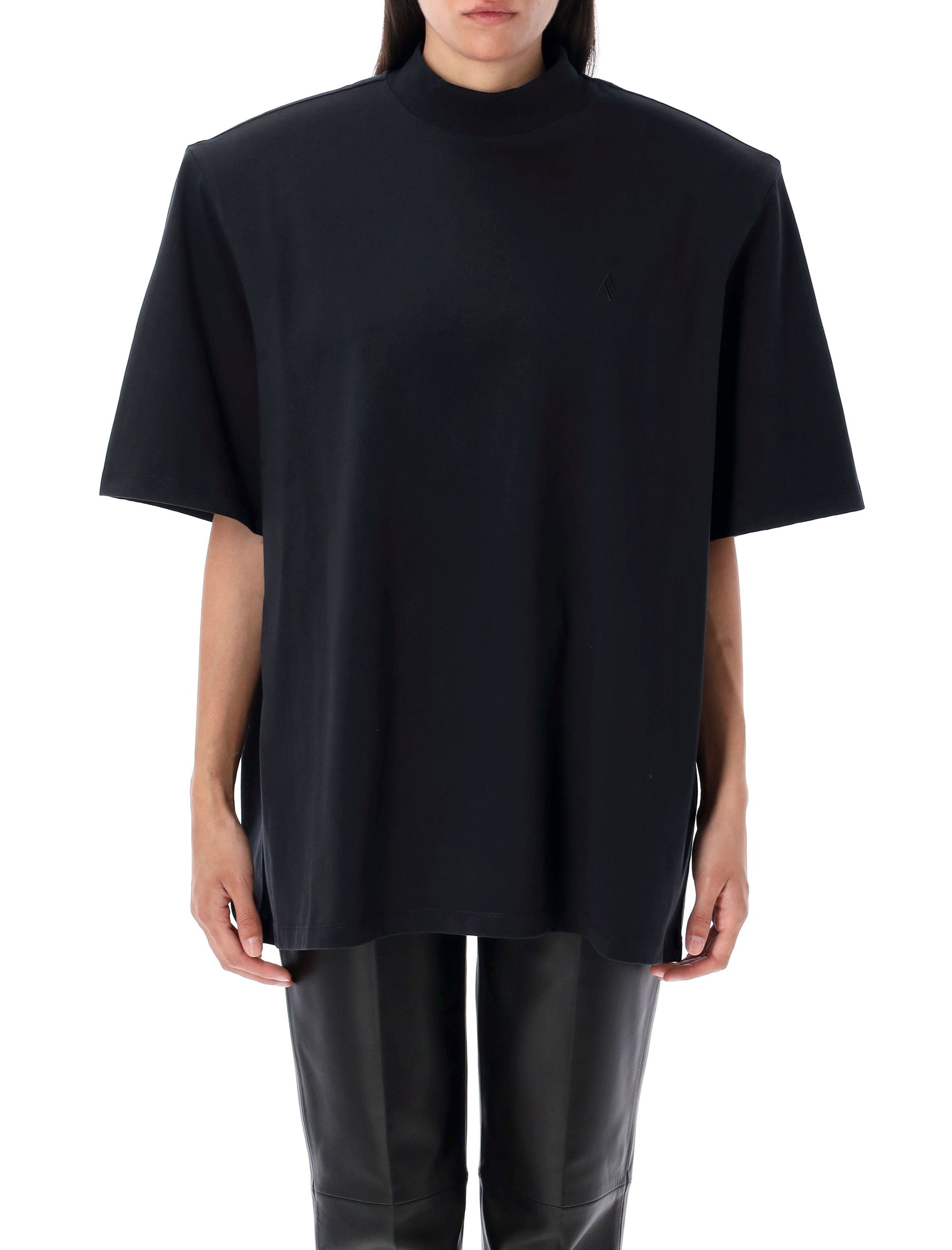THE ATTICO Cotton T-Shirt with Removable Shoulder Pads - Size 40