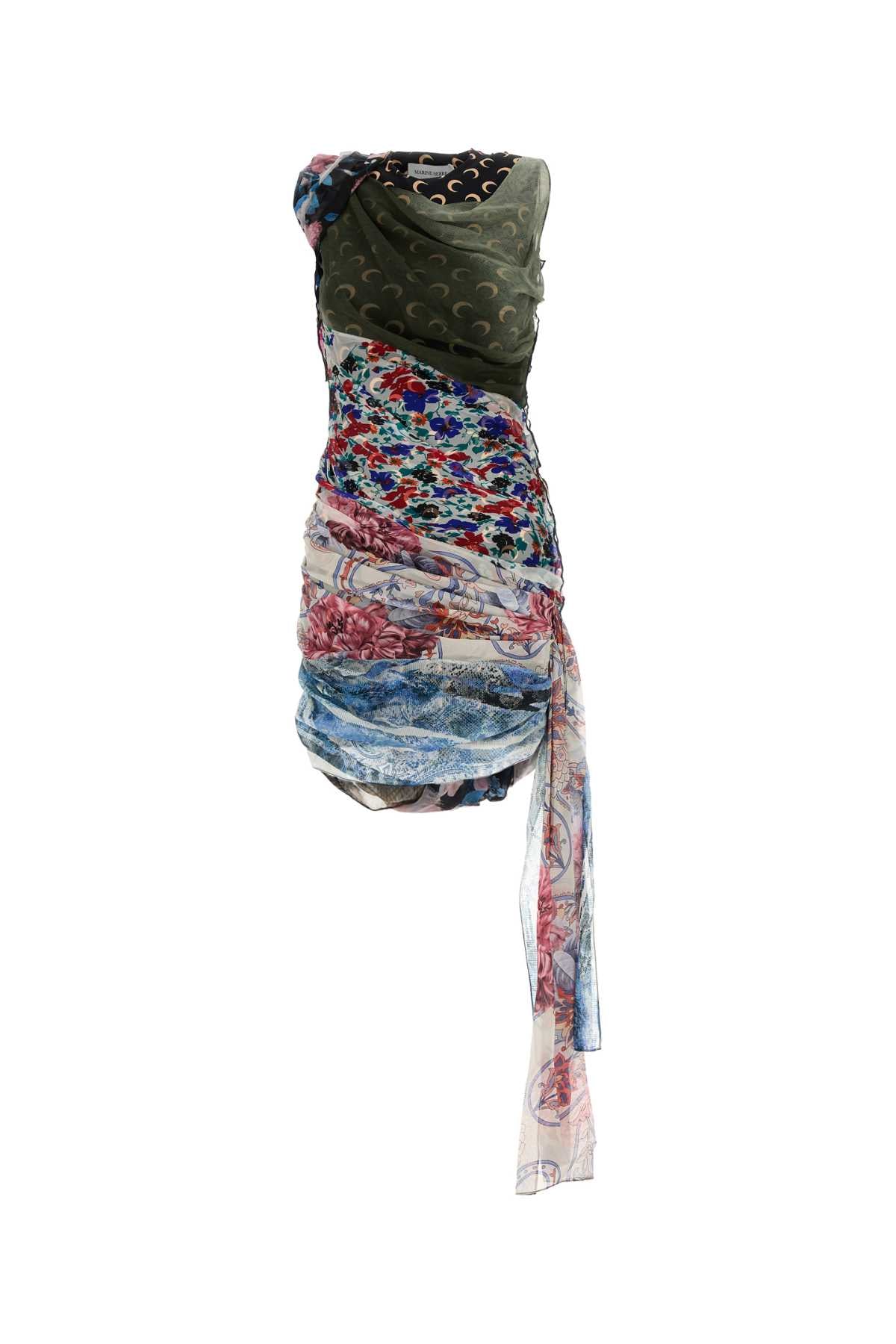 MARINE SERRE Upcycled Silk Scarves Draped Mini Dress for Women