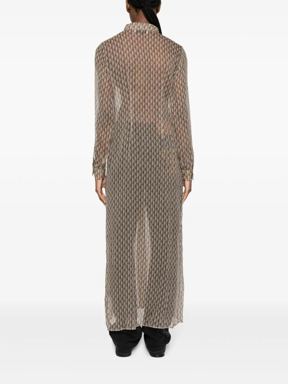 MARINE SERRE Silk Crepon Button-Up Dress