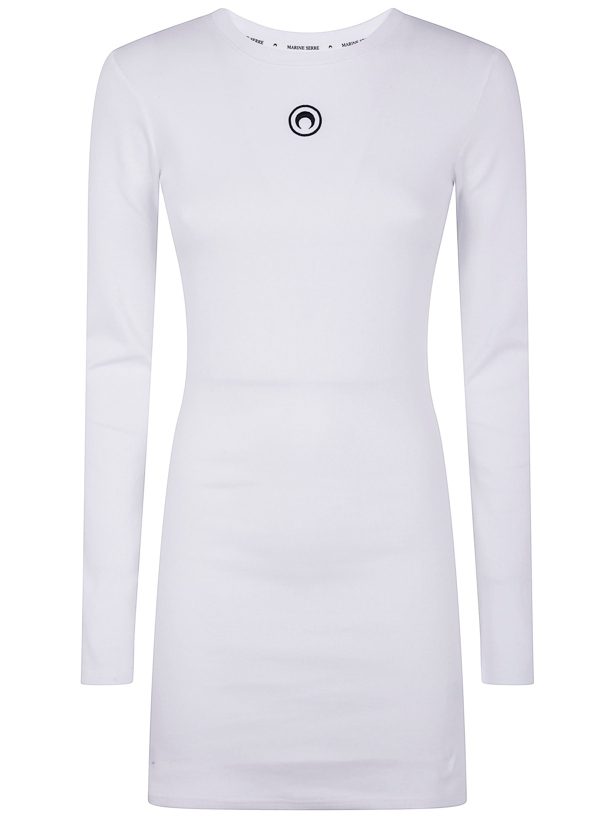 MARINE SERRE Women's Long Sleeve Mini Crewneck Dress with Moon Logo