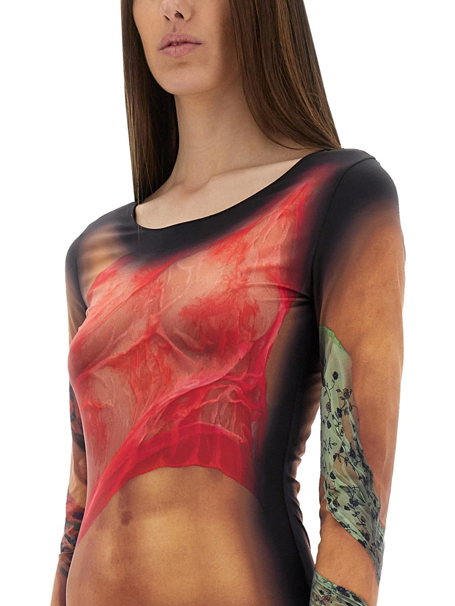 MARINE SERRE Draped Statue Long Dress