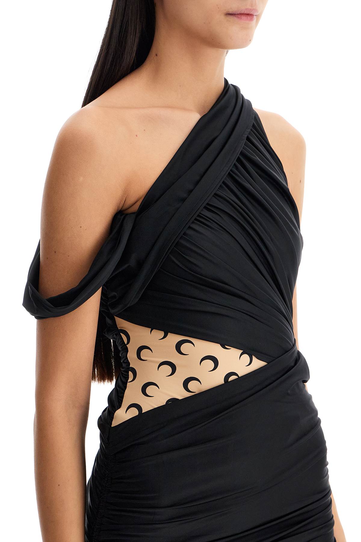 MARINE SERRE Mini Stretch Nylon Draped Dress for Women