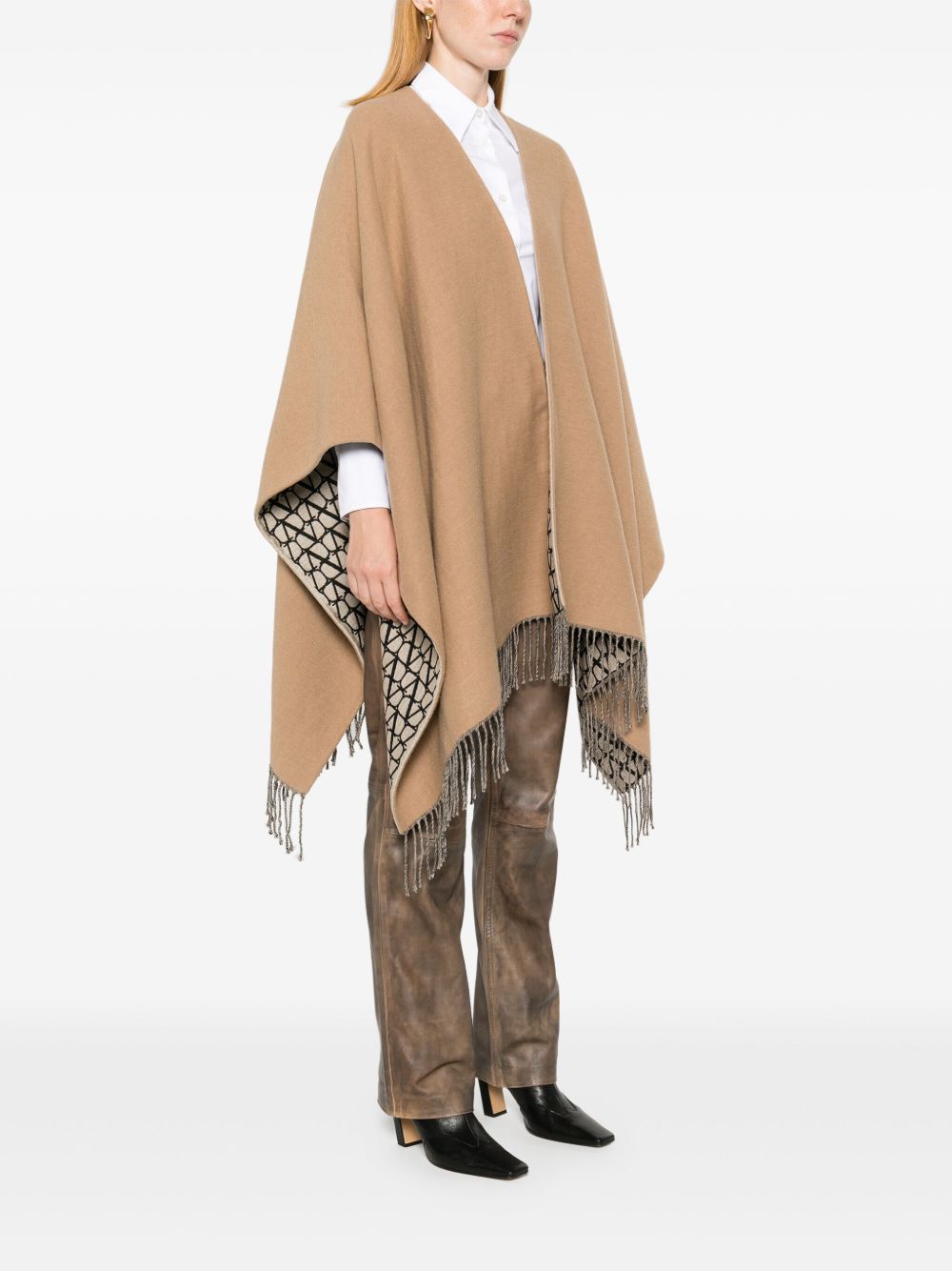 VALENTINO Fringed Double Poncho Cape for Women