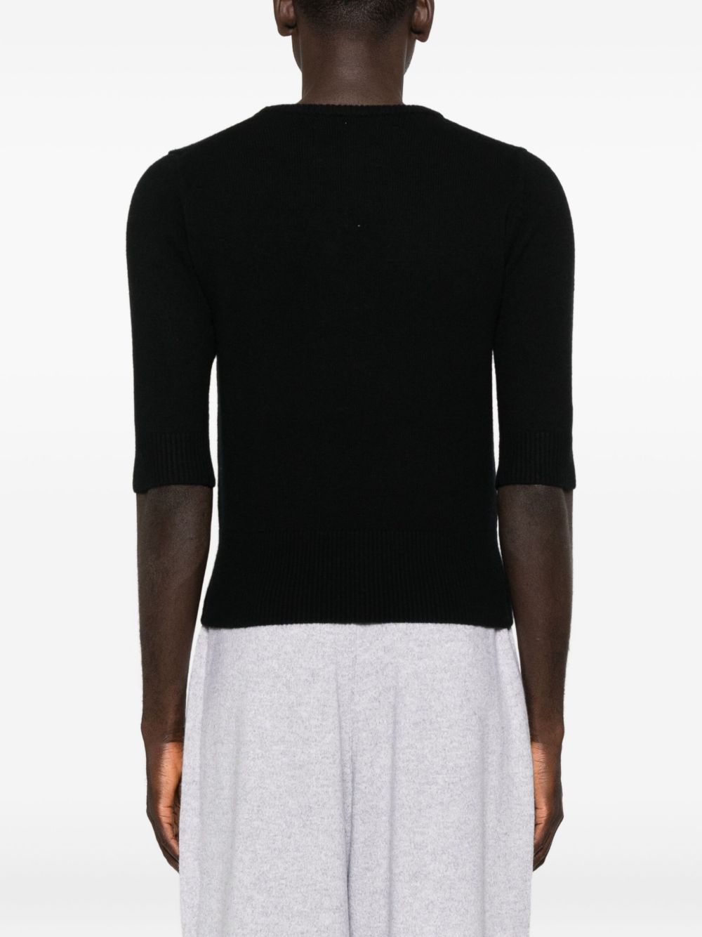 EXTREME CASHMERE Cashmere Crewneck Sweater with Half-Length Sleeves