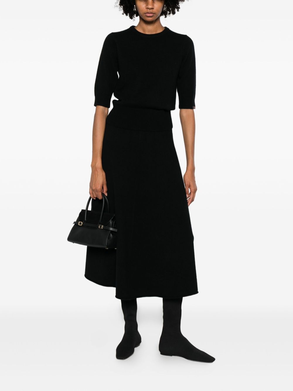 EXTREME CASHMERE Cashmere Crewneck Sweater with Half-Length Sleeves