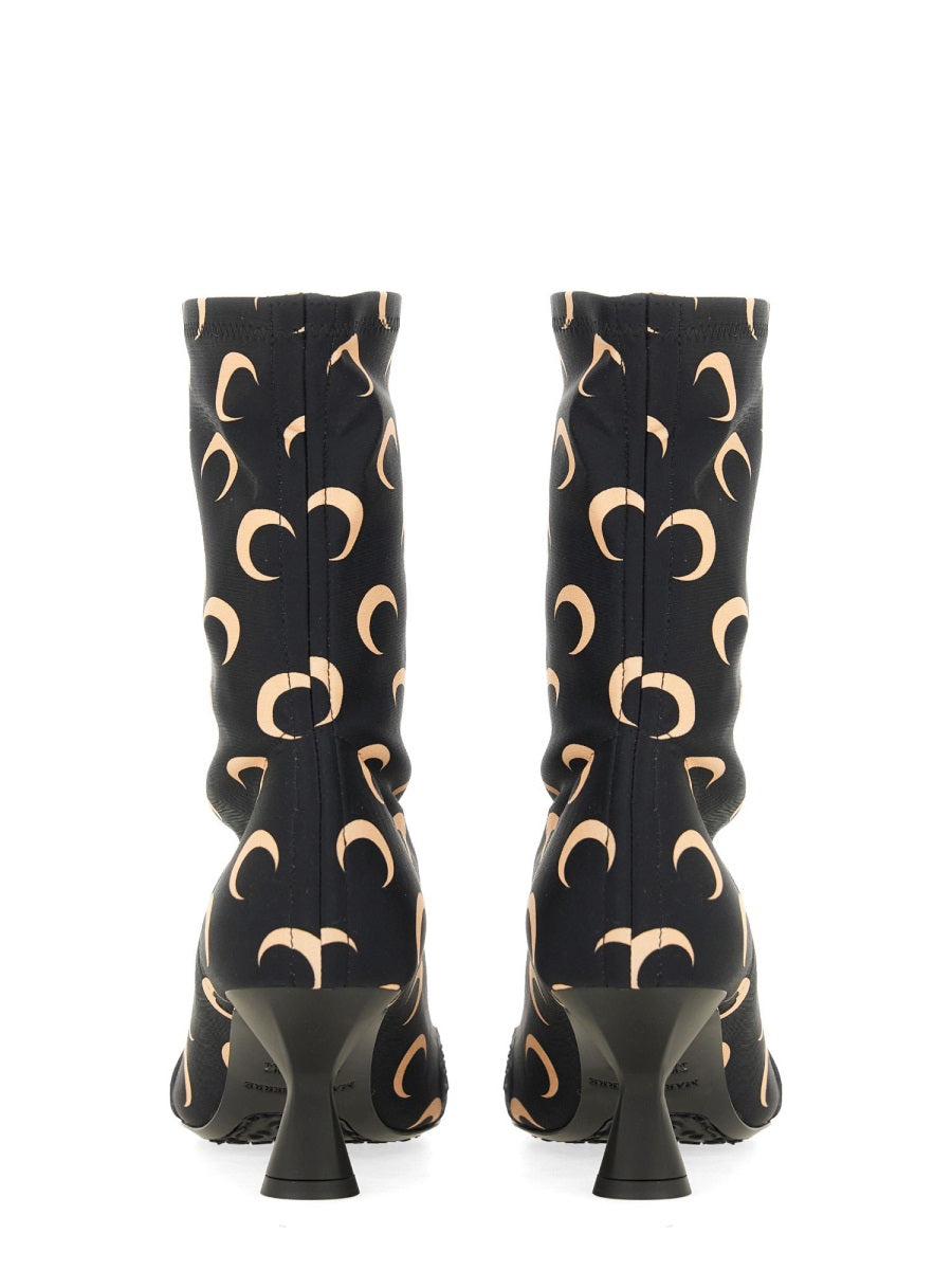 MARINE SERRE Moon Sock Boots with Mid Sculpted Heel - Ankle Length