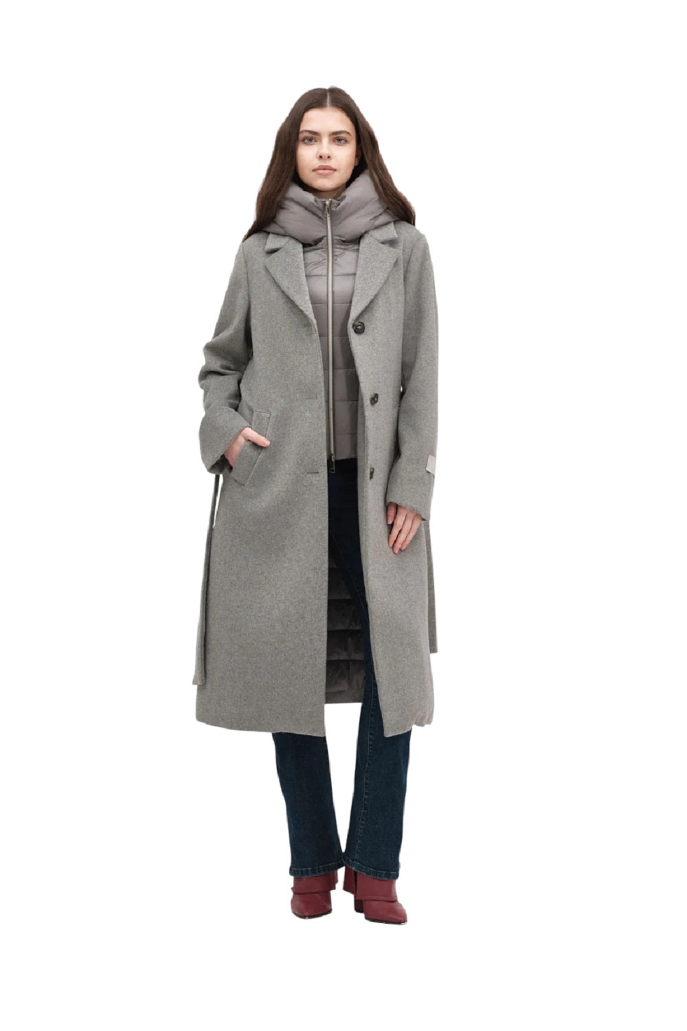 WHITE WISE Stylish Jacket with Padded Bib and Hood for Women