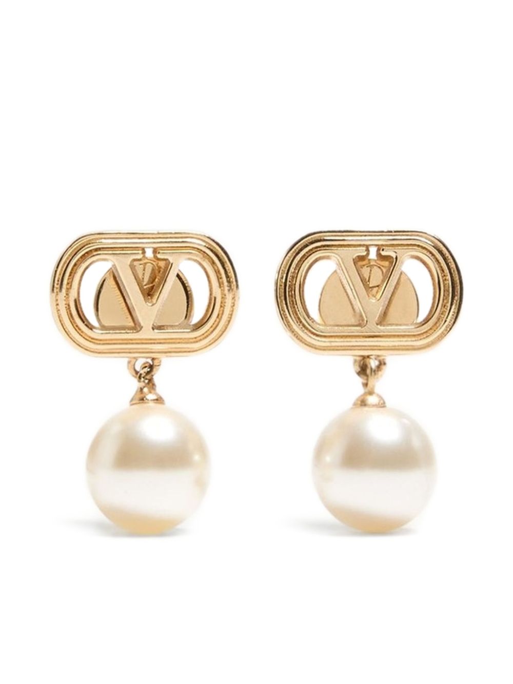 VALENTINO GARAVANI Oval-Shaped Mini Earrings with Dangling Pearl