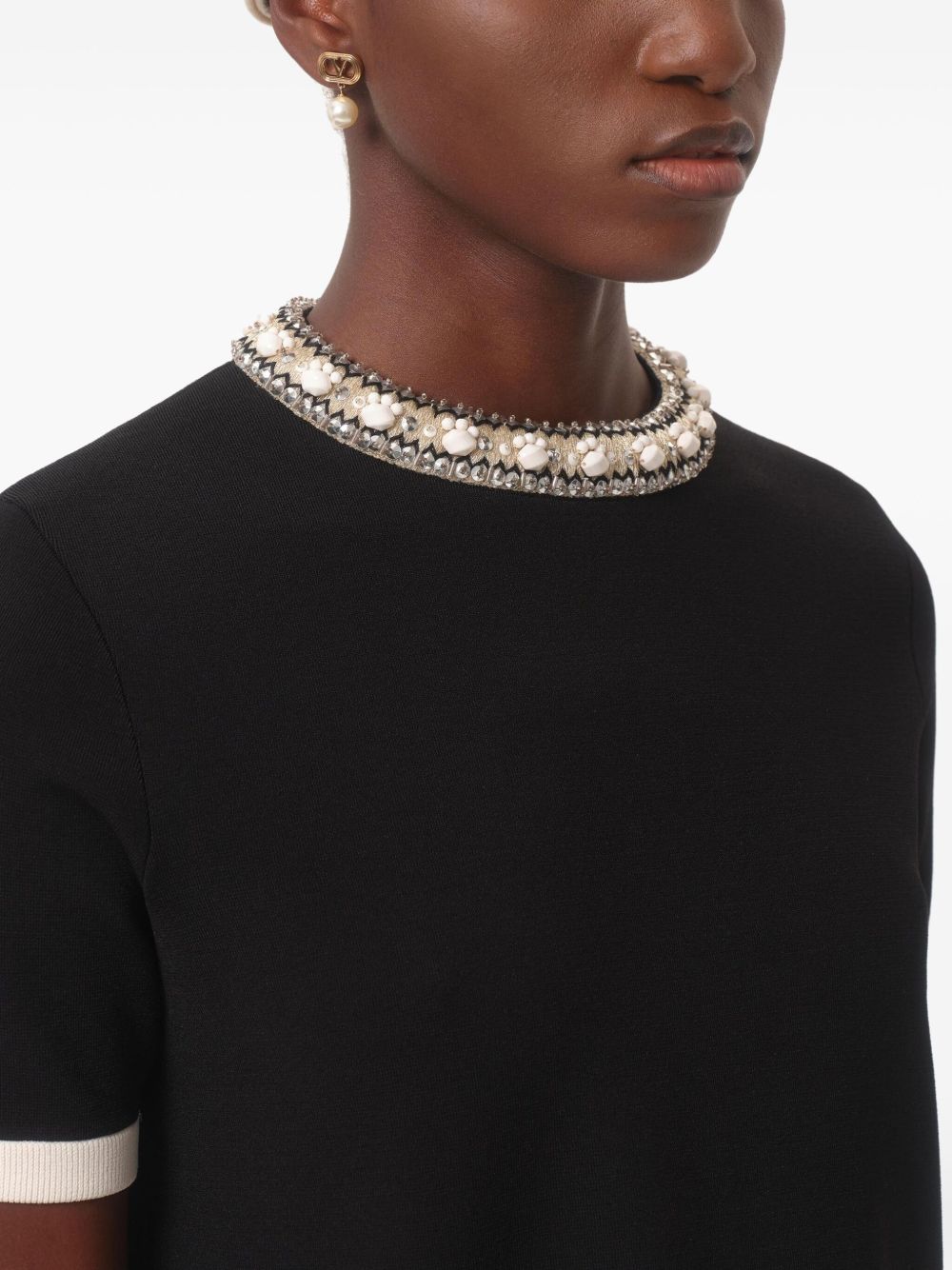 VALENTINO GARAVANI Oval-Shaped Mini Earrings with Dangling Pearl