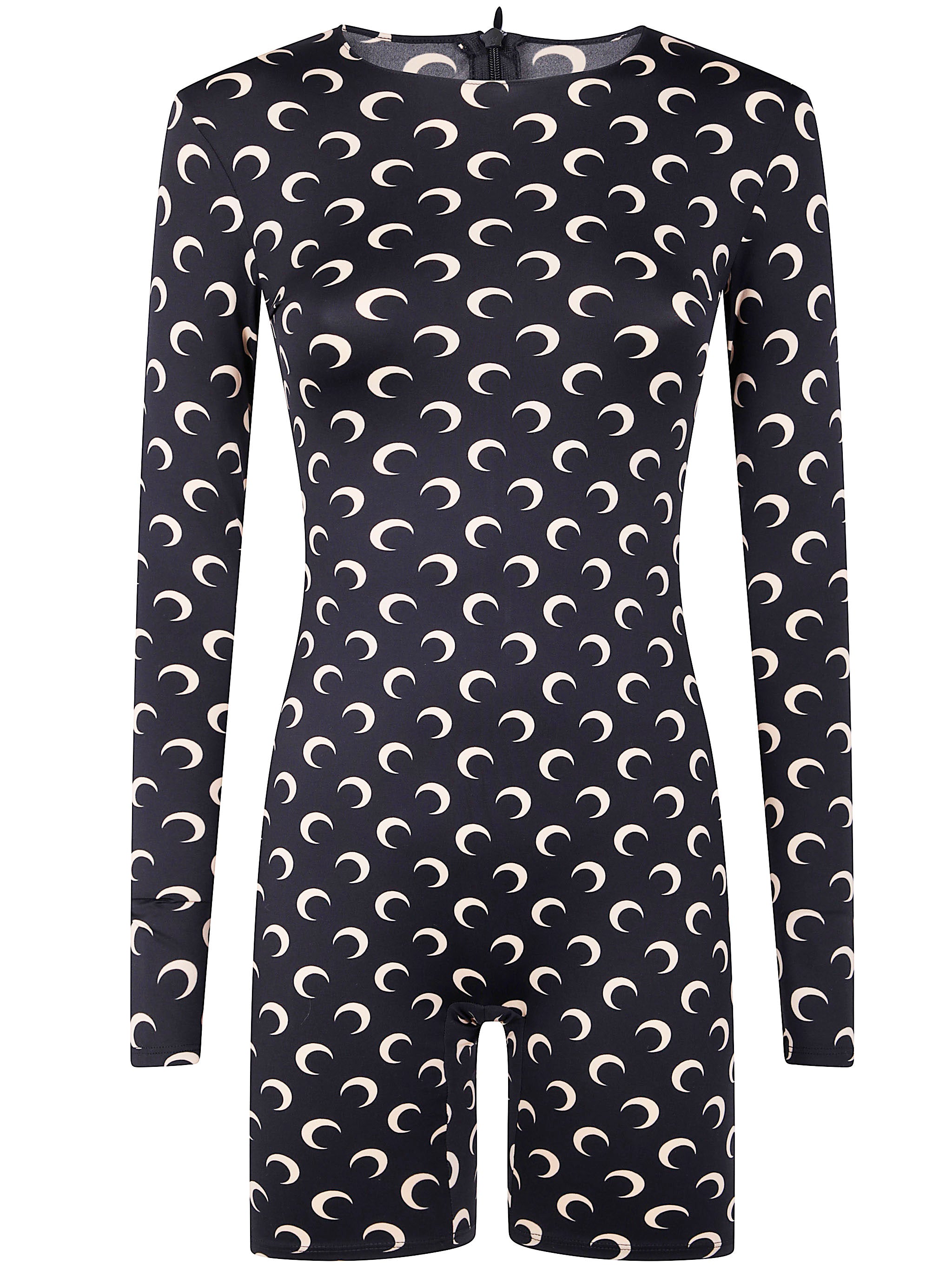MARINE SERRE Moon Printed Long Sleeve Mini Catsuit