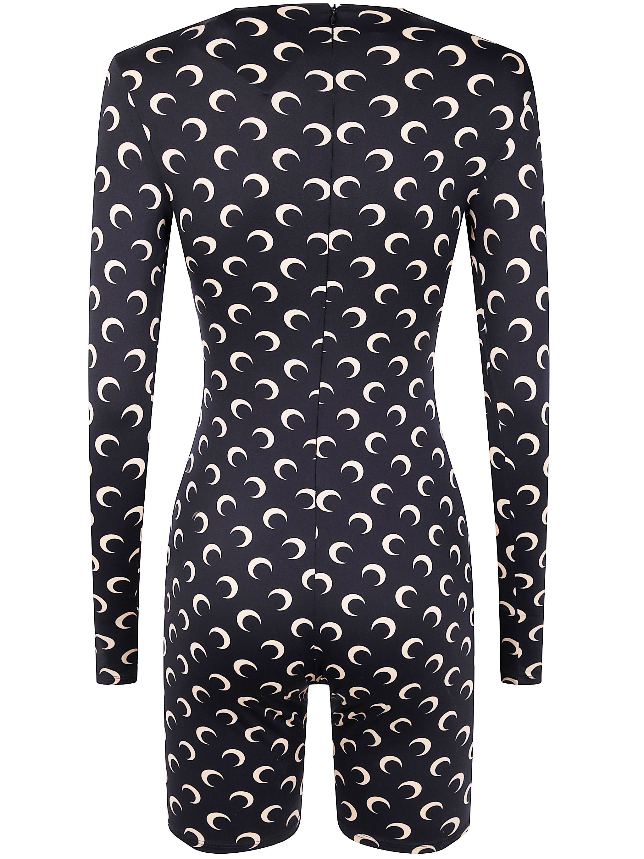 MARINE SERRE Moon Printed Long Sleeve Mini Catsuit