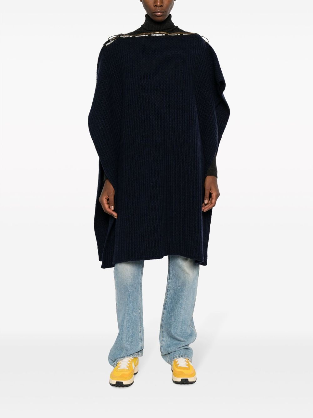 JW ANDERSON X APC Men's Chunky Ribbed Wool Poncho - Knee-Length