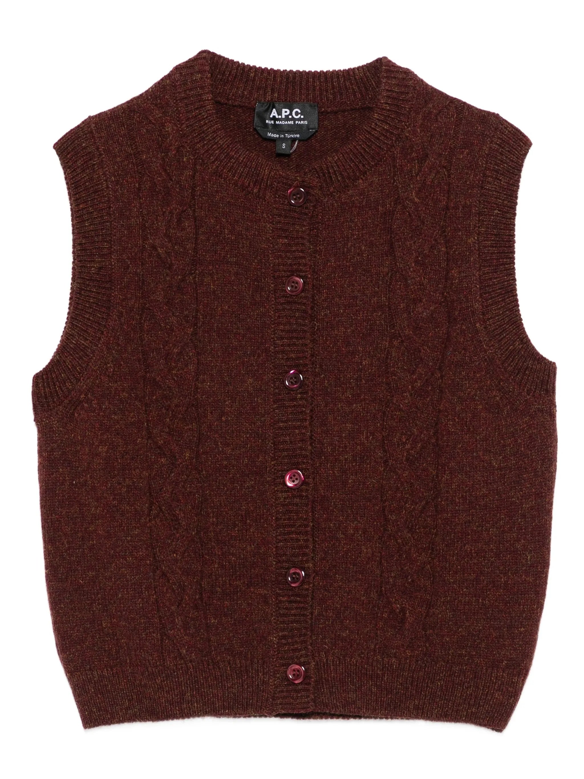 A.P.C. Women's Round Collar Jumper with Cable-Knit Details - Size S