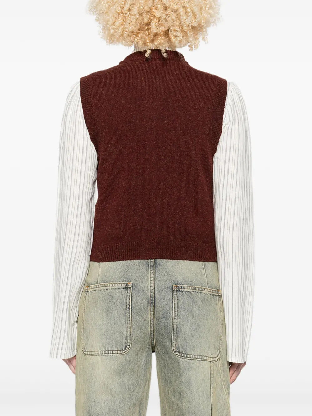 A.P.C. Women's Round Collar Jumper with Cable-Knit Details - Size S