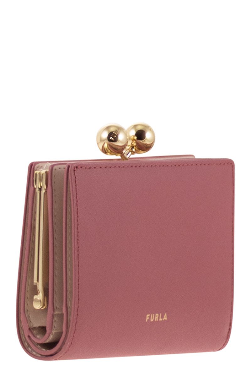 FURLA Mini Compact Wallet in Leather with Ten Internal Card Slots
