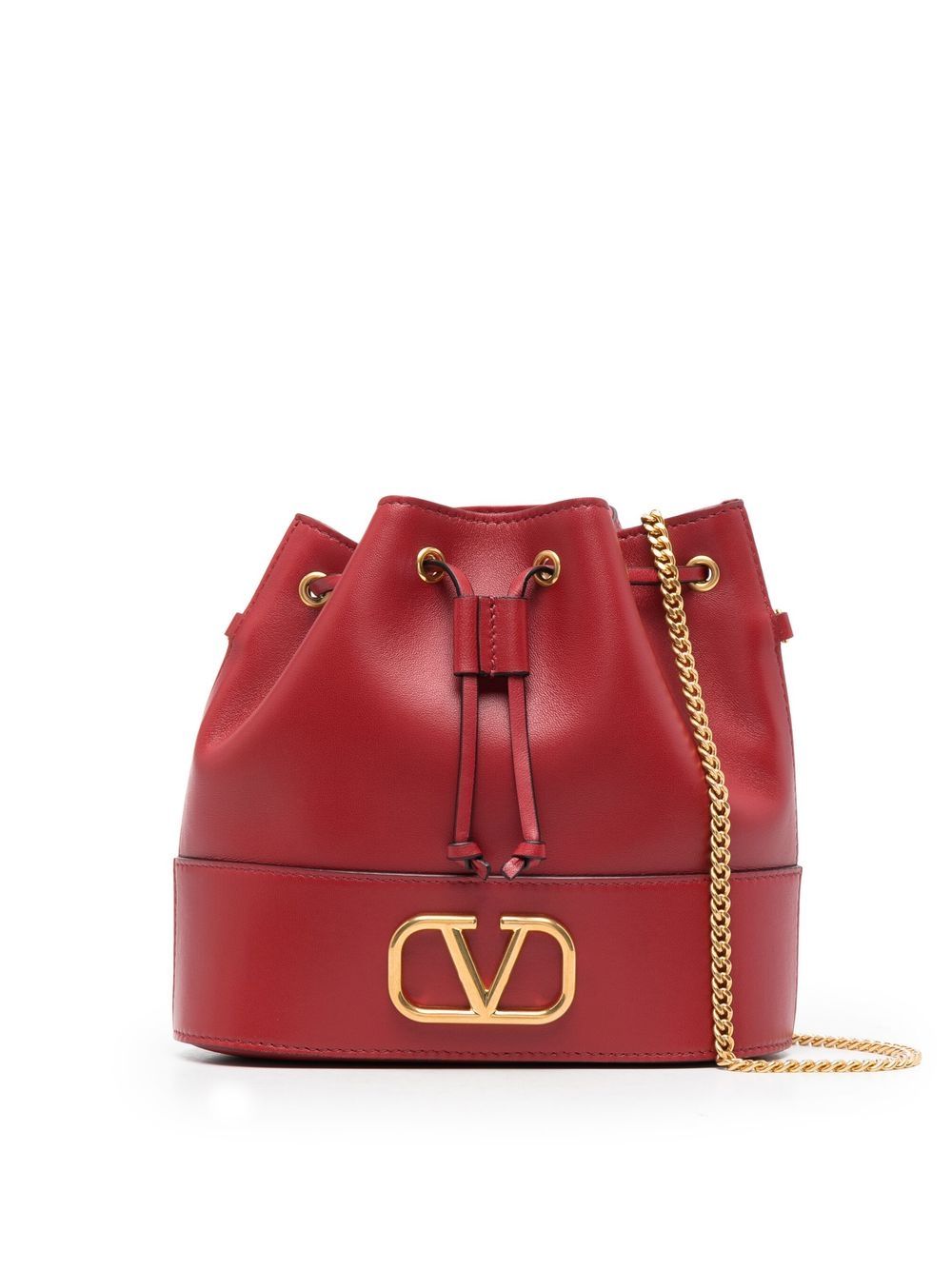 VALENTINO GARAVANI Mini Signature Drawstring Leather Handbag