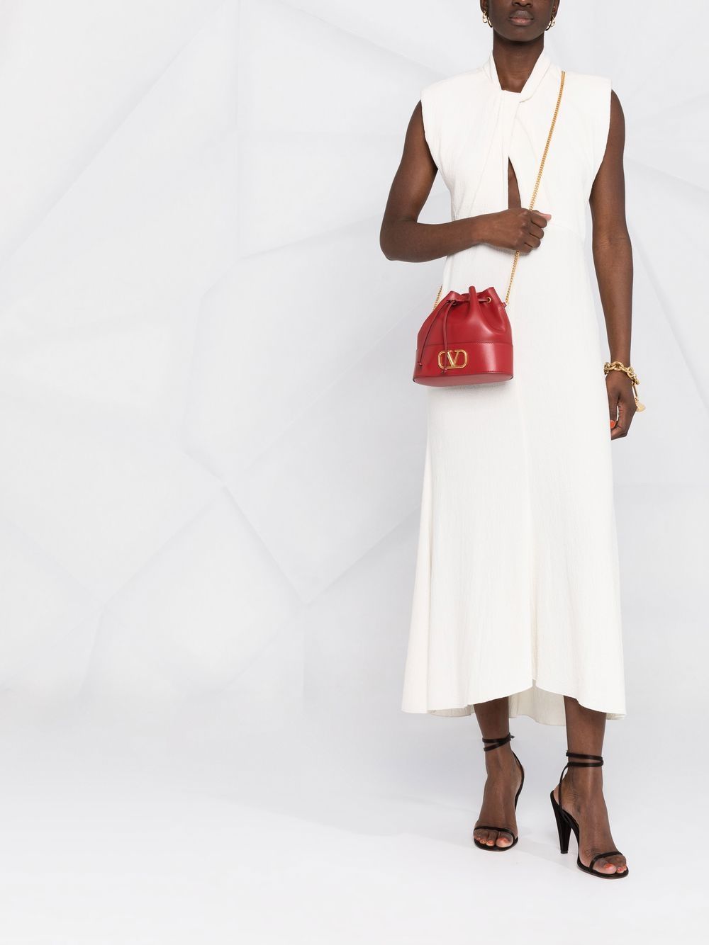 VALENTINO GARAVANI Mini Signature Drawstring Leather Handbag