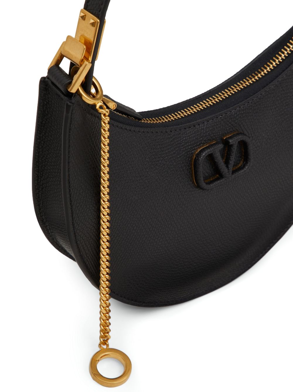 VALENTINO GARAVANI Mini Hobo Handbag with Chain-Link Detailing