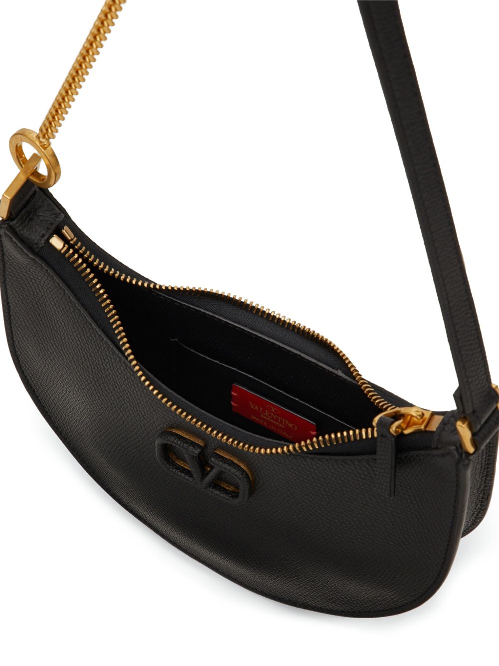 VALENTINO GARAVANI Mini Hobo Handbag with Chain-Link Detailing