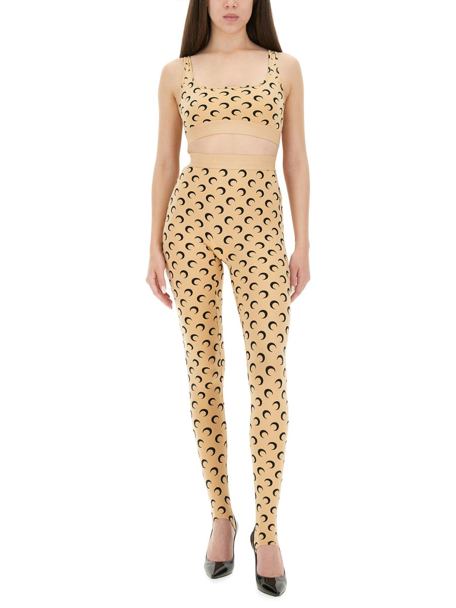 MARINE SERRE Recycled Moon Print T-Shirt Stirrup Leggings