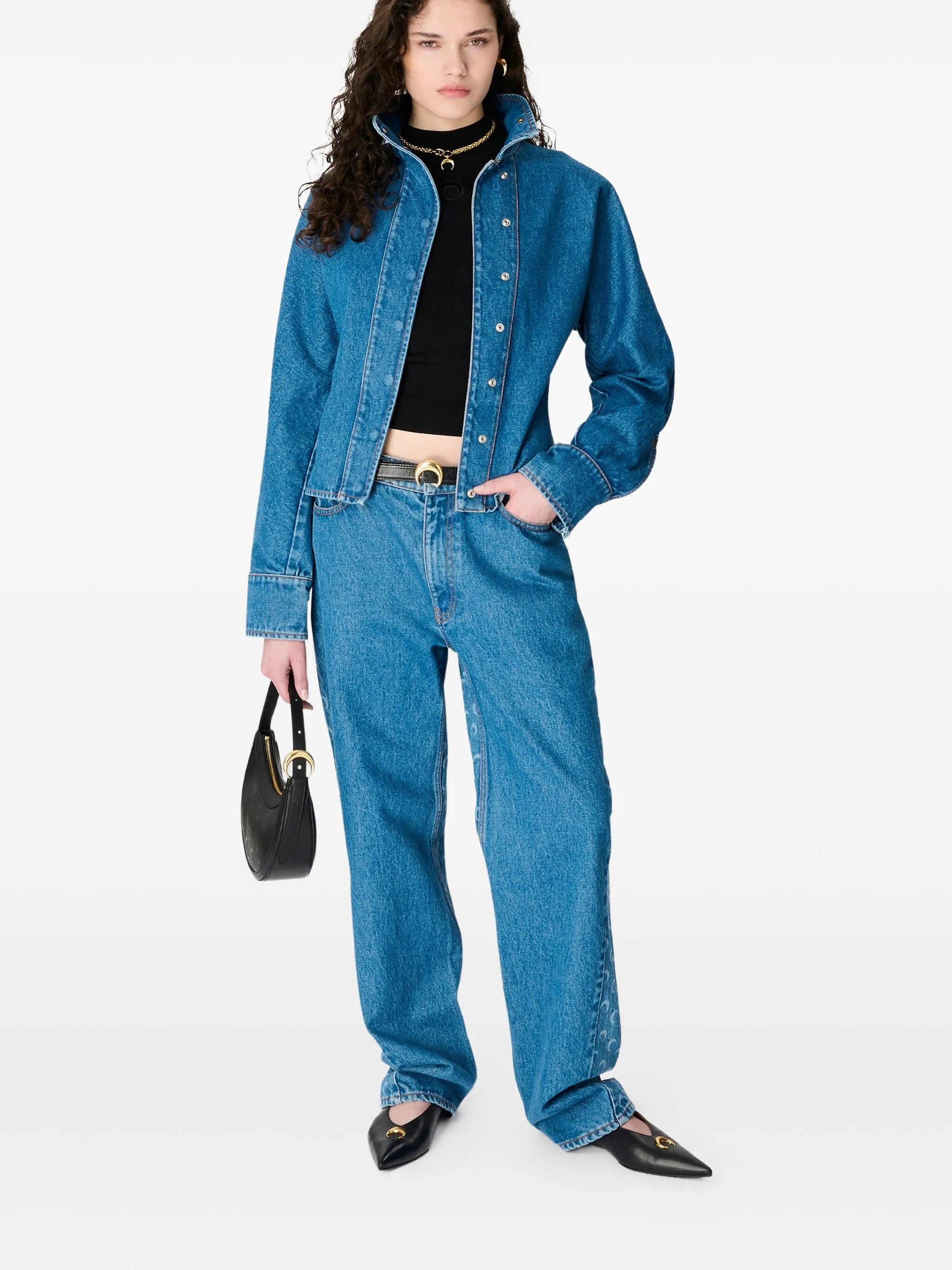 MARINE SERRE Loose Fit Low-Rise Jeans with Moon Signature