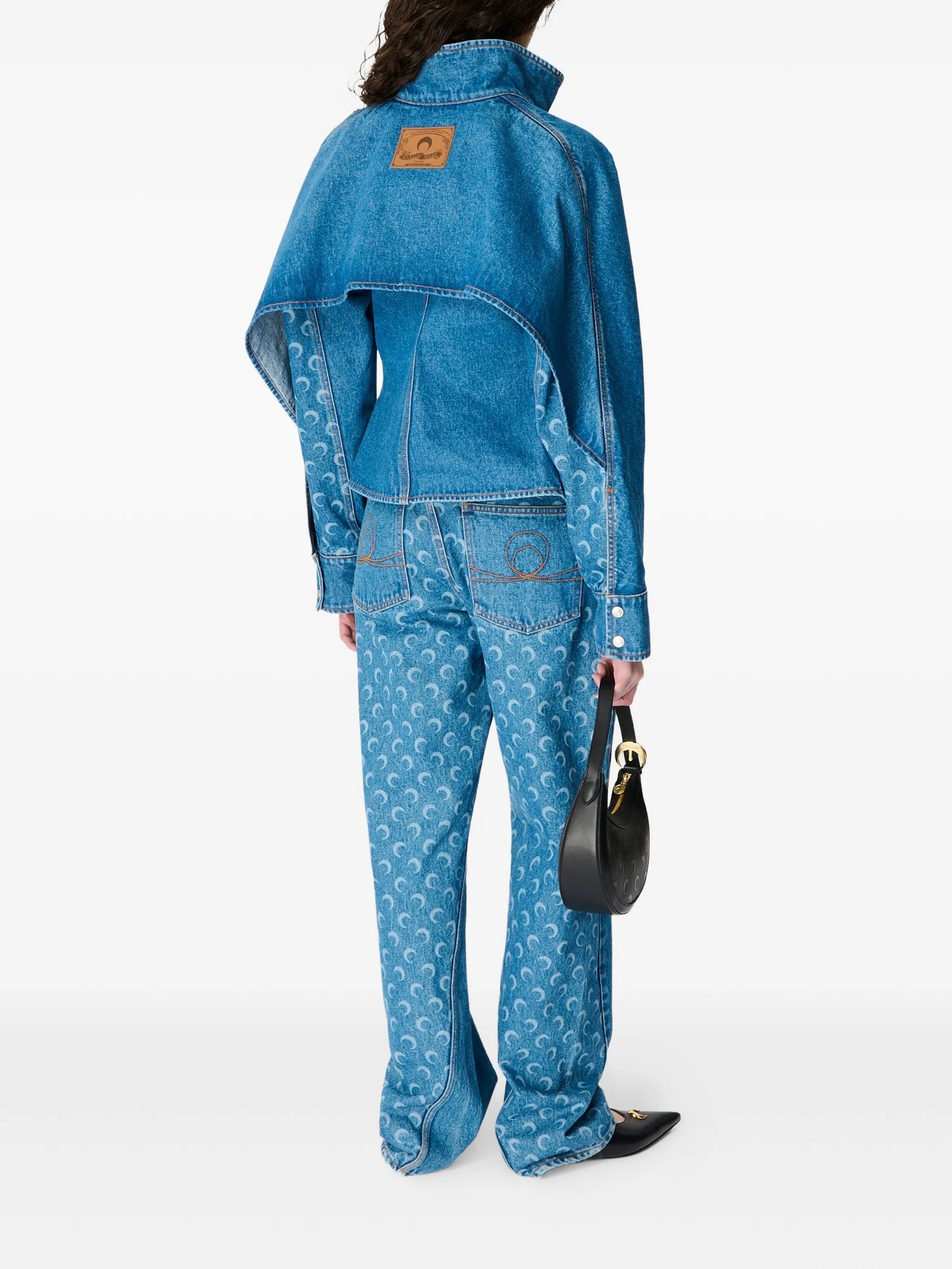 MARINE SERRE Loose Fit Low-Rise Jeans with Moon Signature