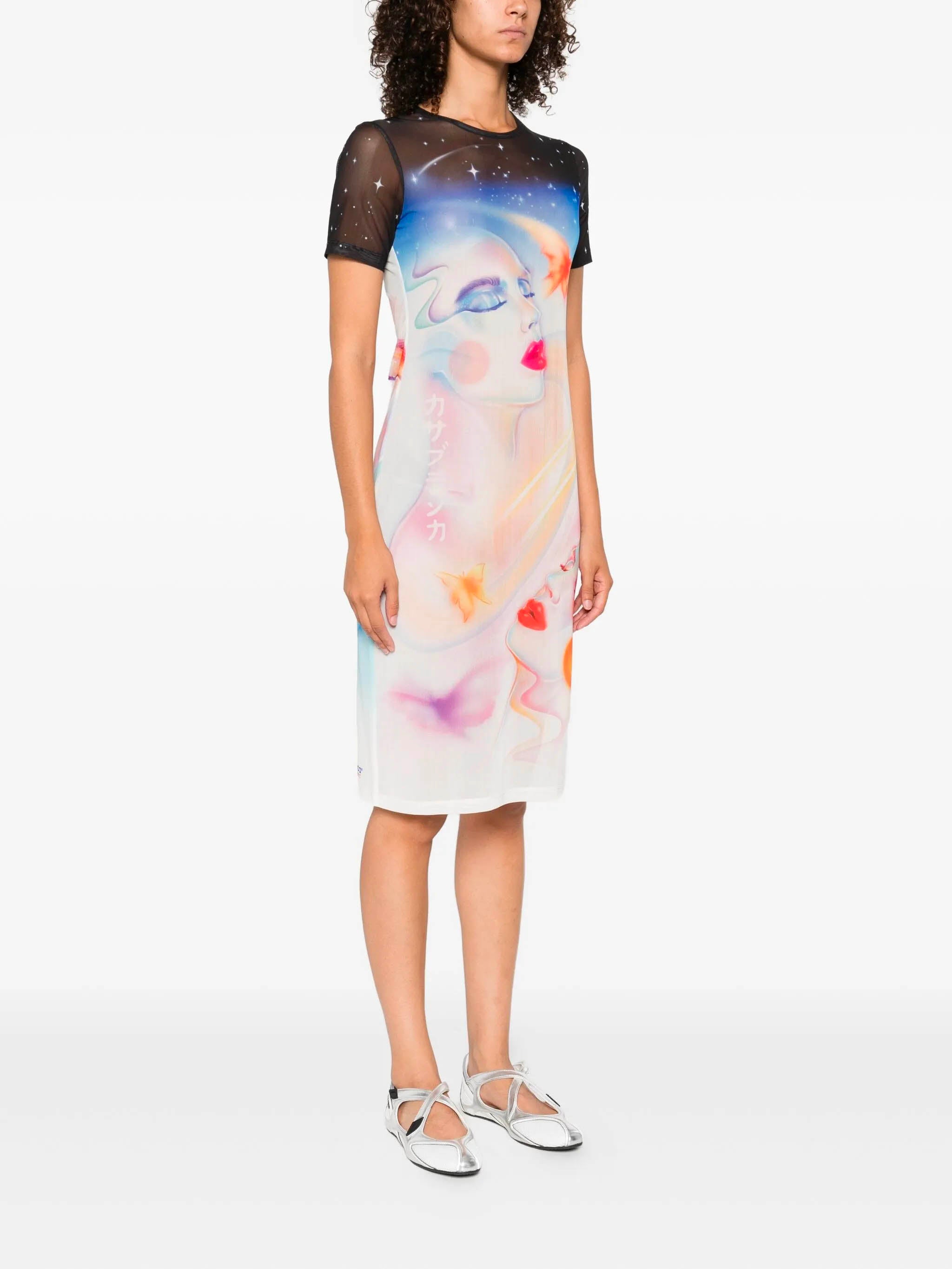 CASABLANCA Galactic Connection Mini Mesh Dress