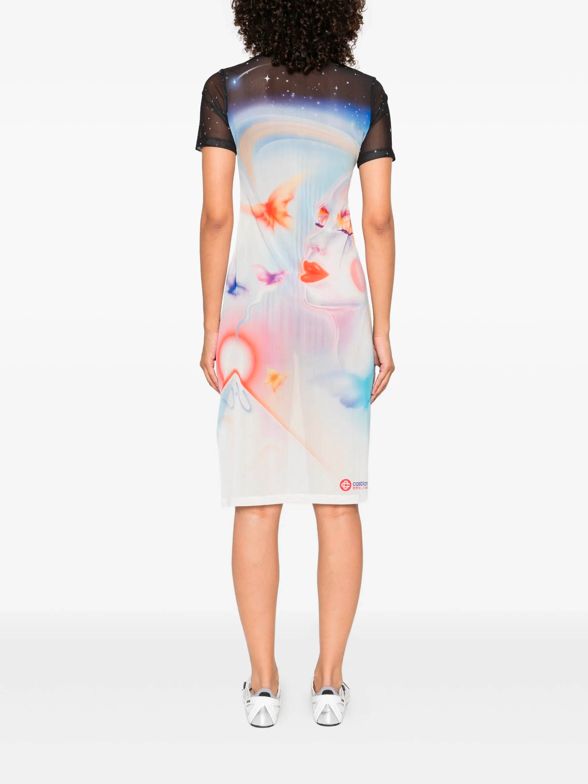 CASABLANCA Galactic Connection Mini Mesh Dress