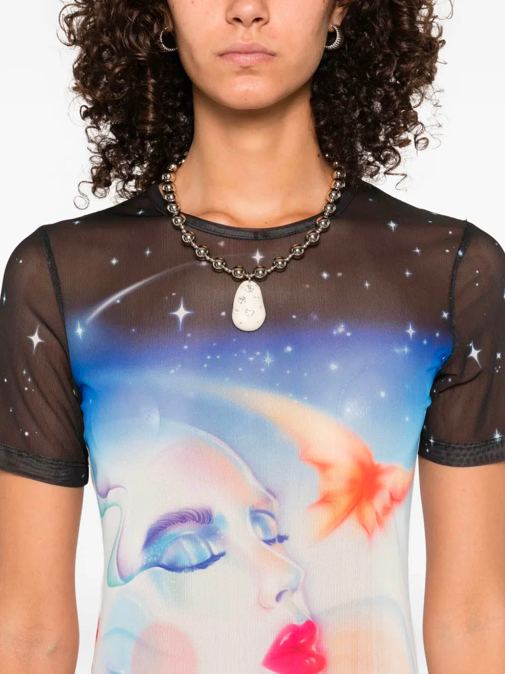 CASABLANCA Galactic Connection Mini Mesh Dress