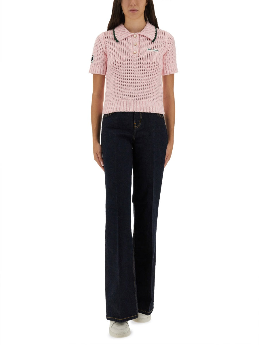 CASABLANCA Cropped Fit Cotton Polo Shirt