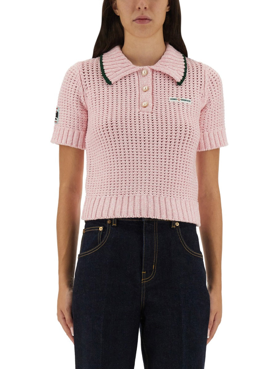 CASABLANCA Cropped Fit Cotton Polo Shirt