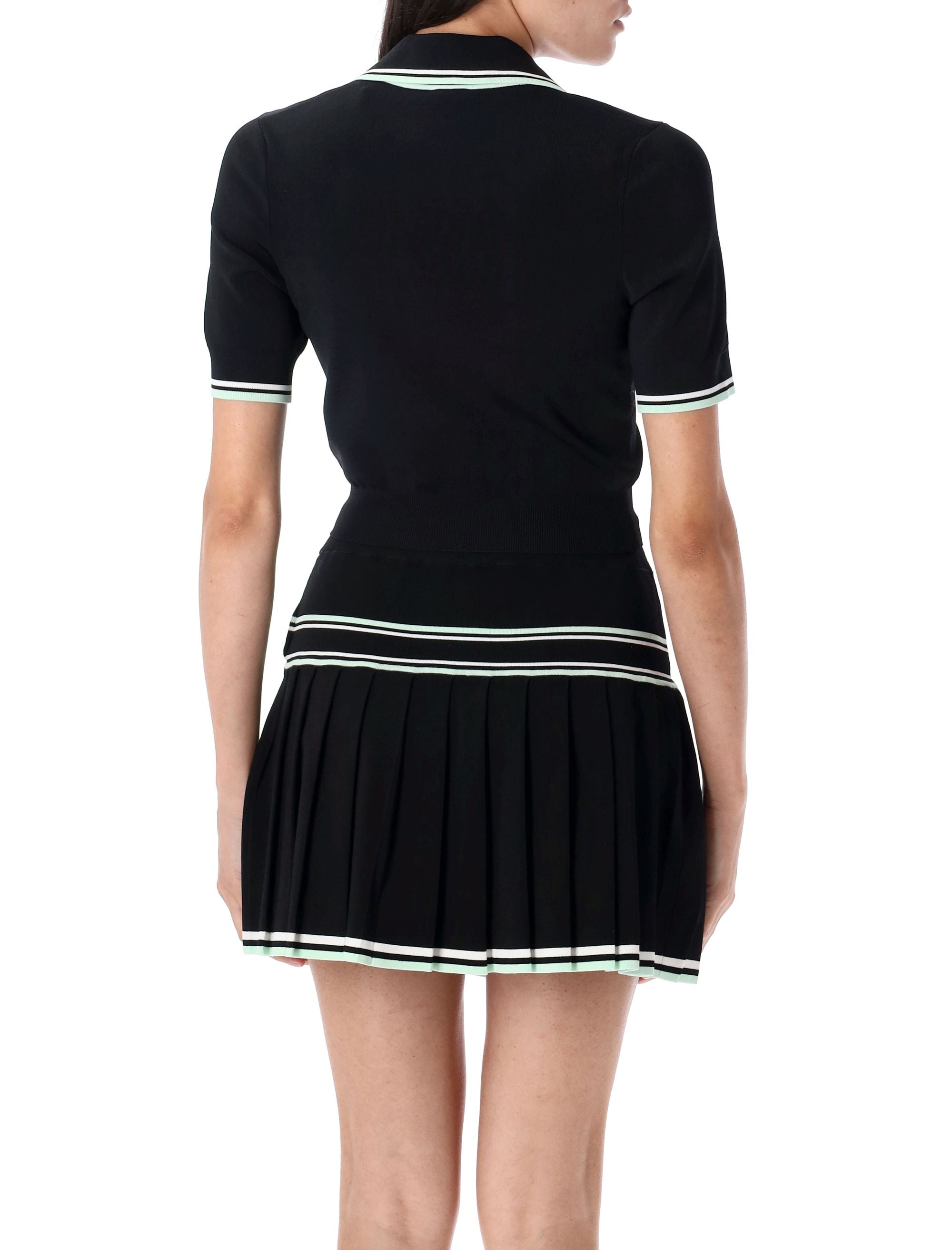 CASABLANCA V-Neck Knit Top with Striped Trim - Women's