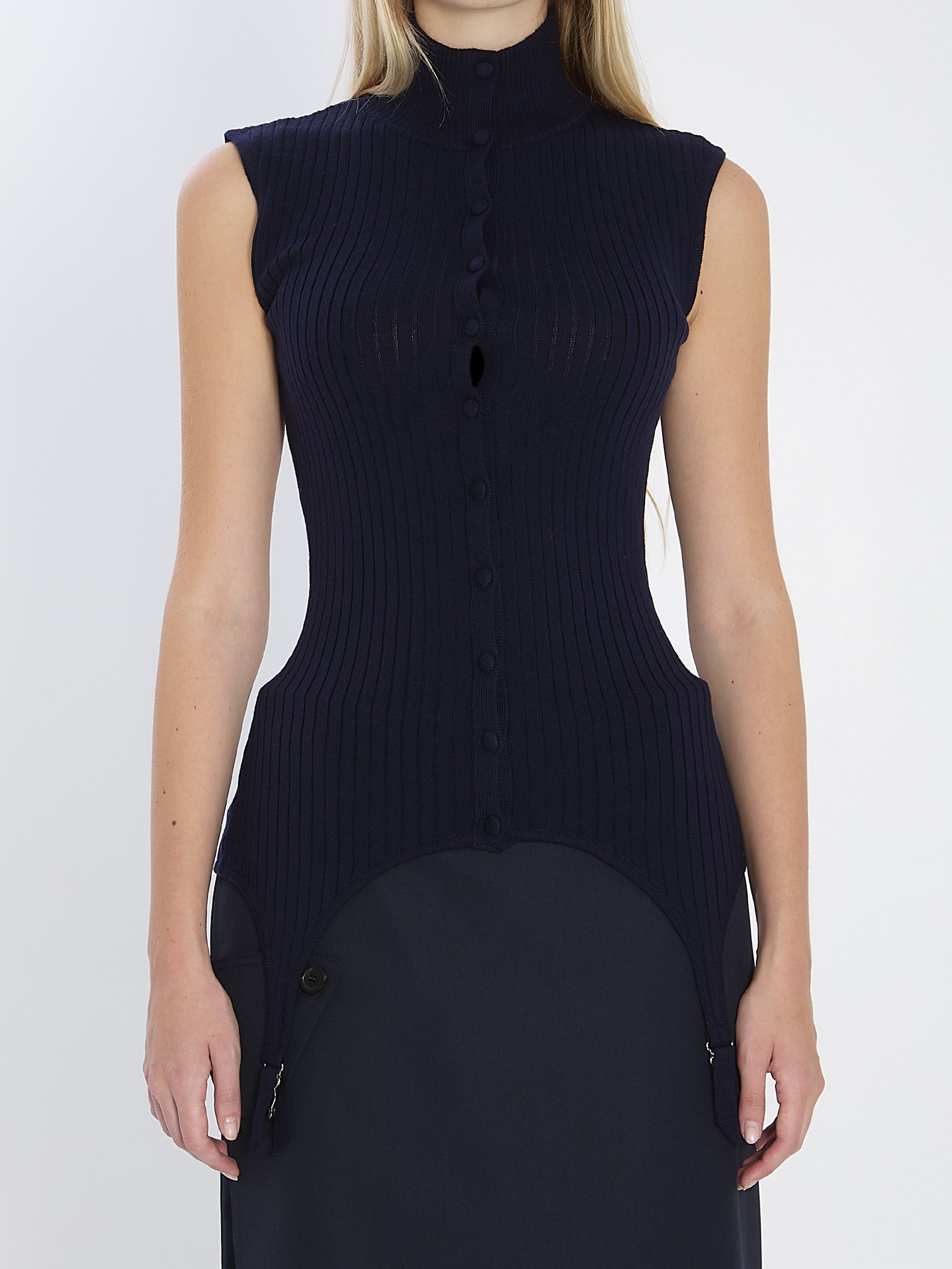 JEAN PAUL GAULTIER Slim Fit Top with Lingerie Garter - Size S