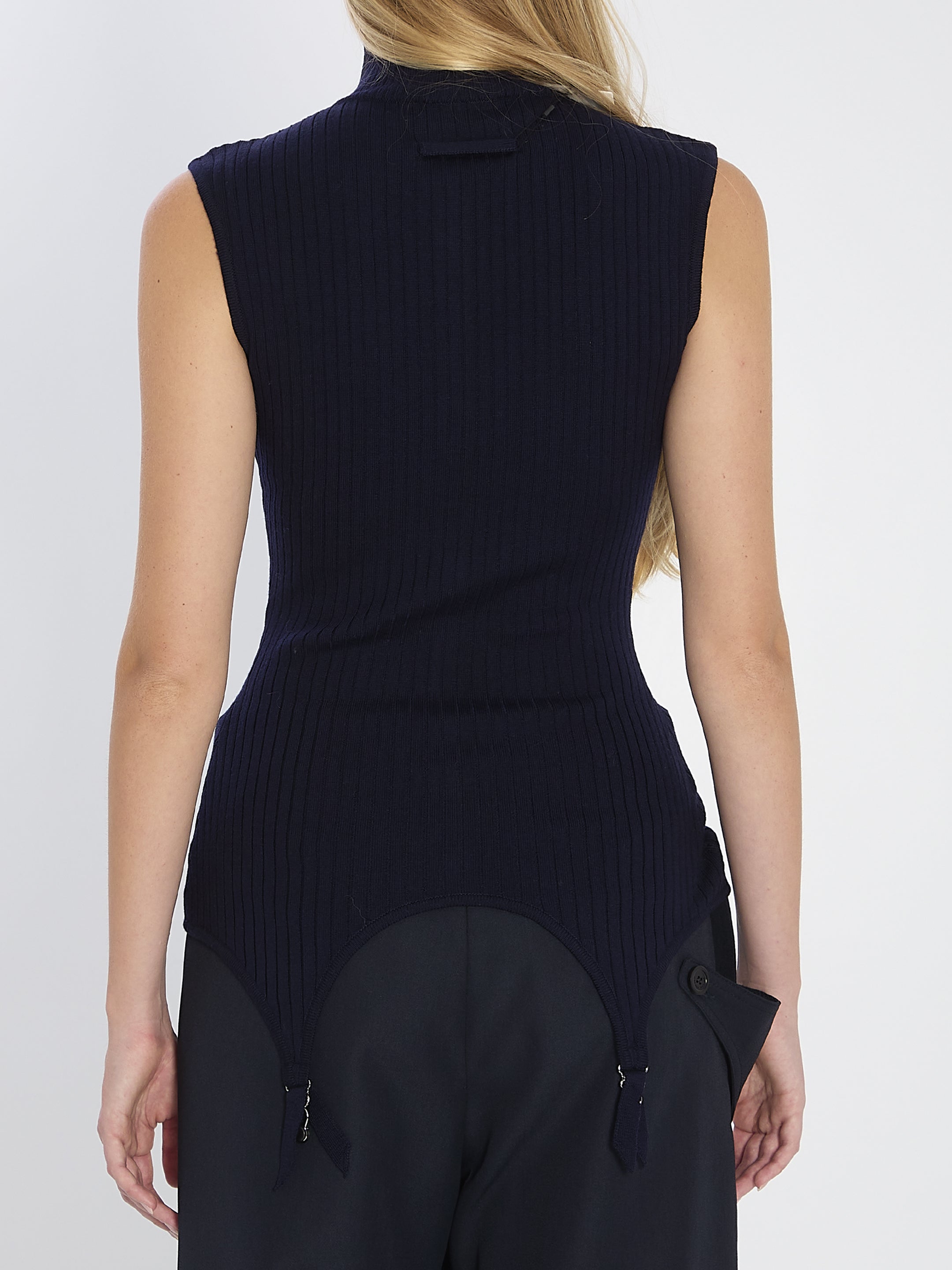 JEAN PAUL GAULTIER Slim Fit Top with Lingerie Garter - Size S