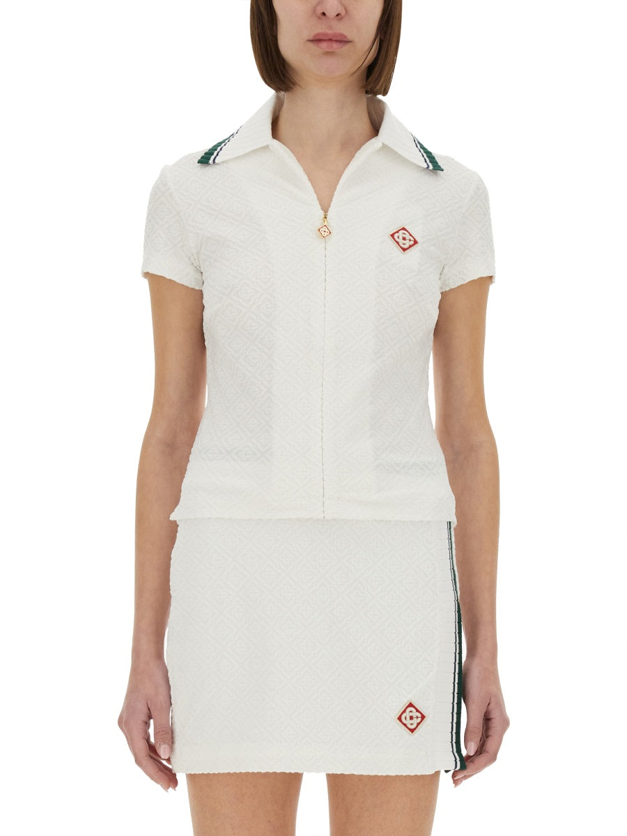 CASABLANCA Ribbed Collar Shirt - Size S