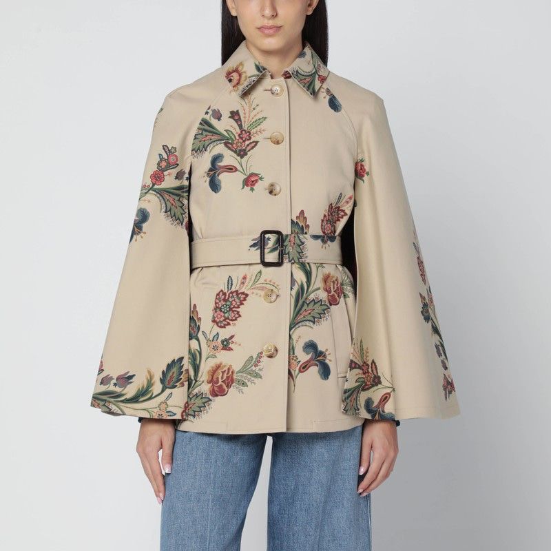 ETRO Women's Mini Floral Print Trenchcape