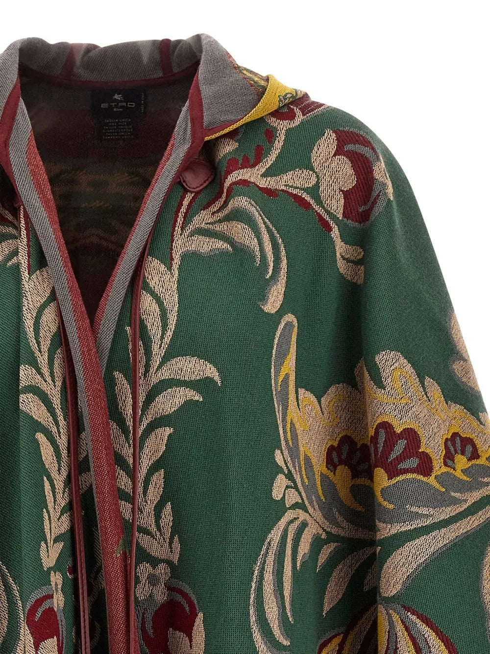 ETRO Paisley-Motif Long Hooded Wool Cape