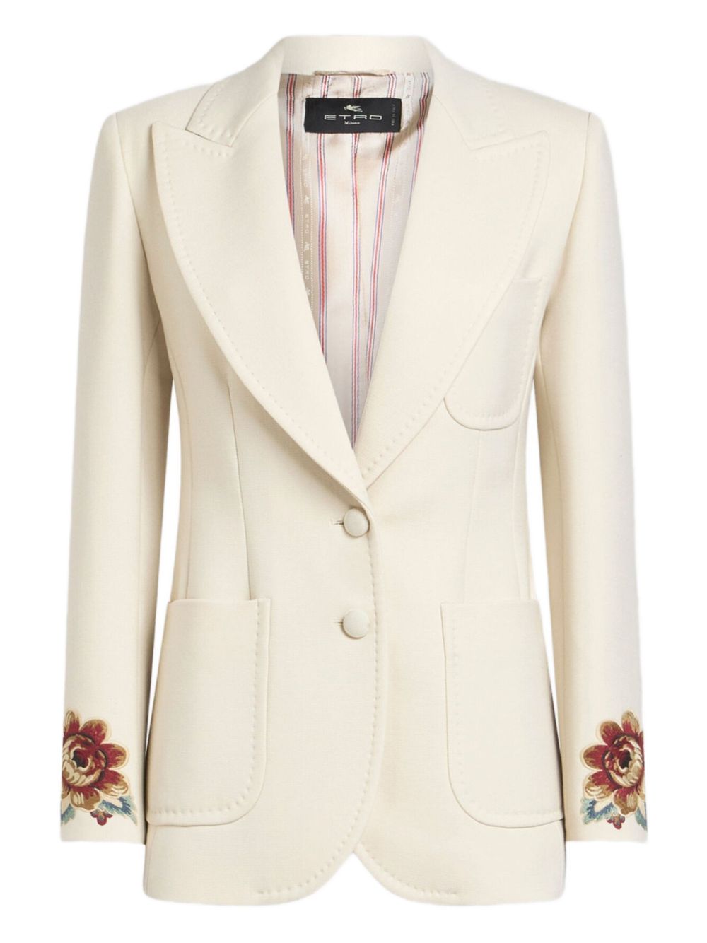 ETRO Natural Blazer with Embroidered Flower Sleeves - Size M