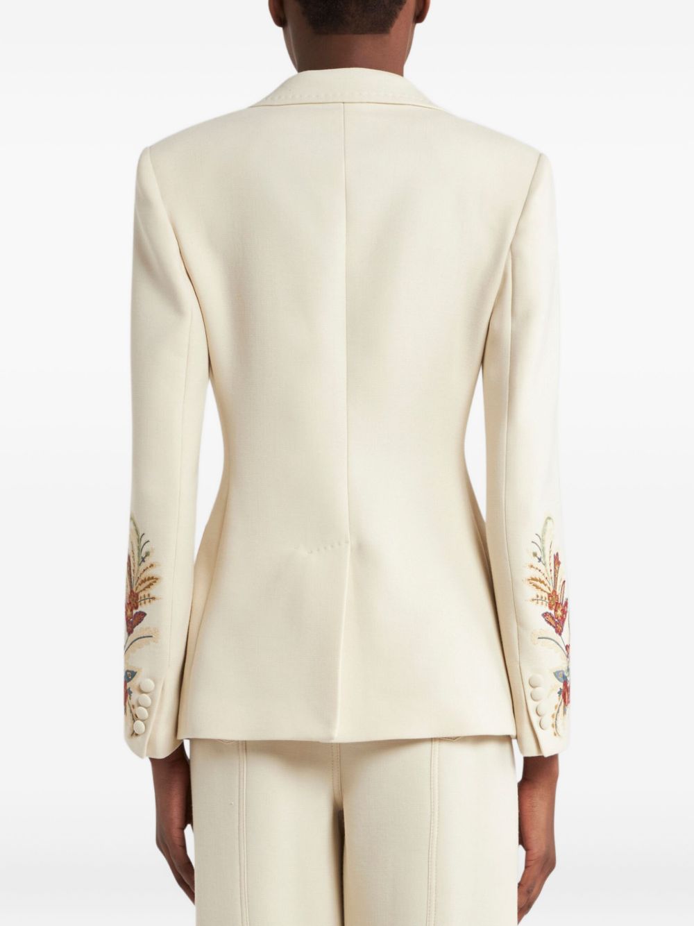 ETRO Natural Blazer with Embroidered Flower Sleeves - Size M