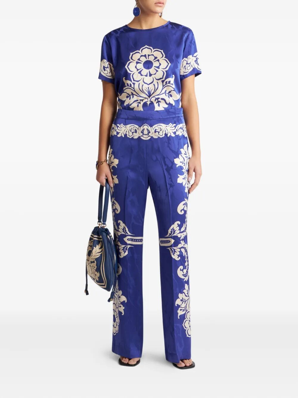 ETRO Floral Jacquard Palazzo Trousers - Women's SS25 Collection