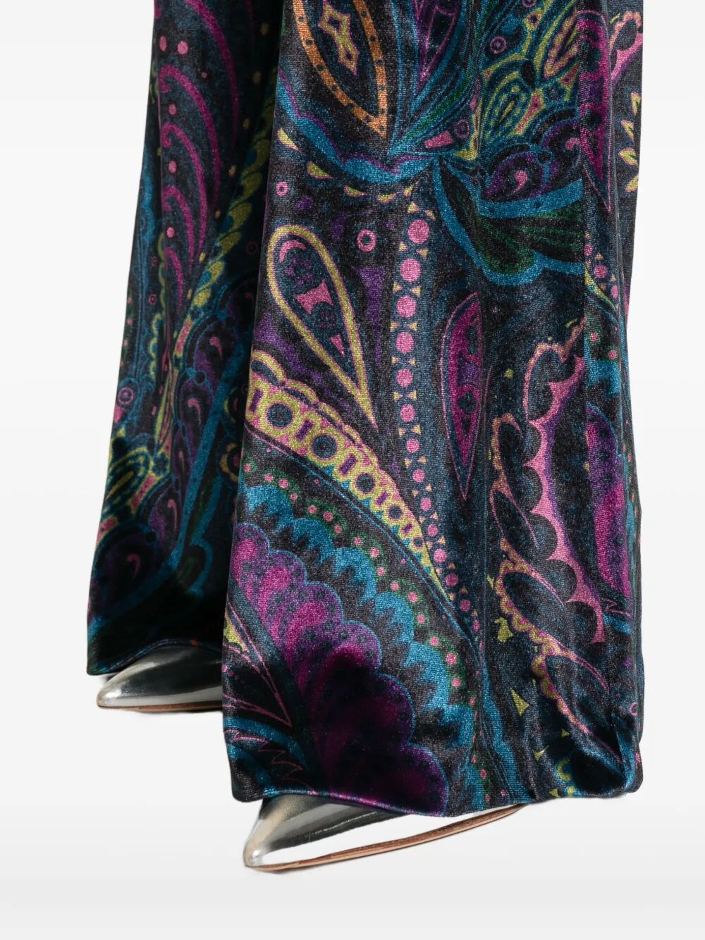 ETRO Flared Paisley Print Velvet Pants