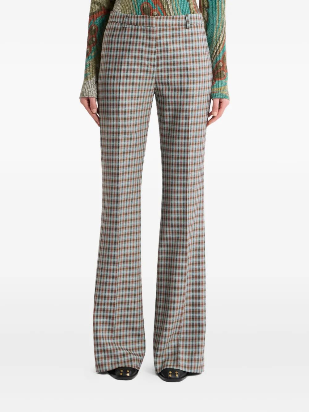 ETRO Gingham Flare Trousers - Women's