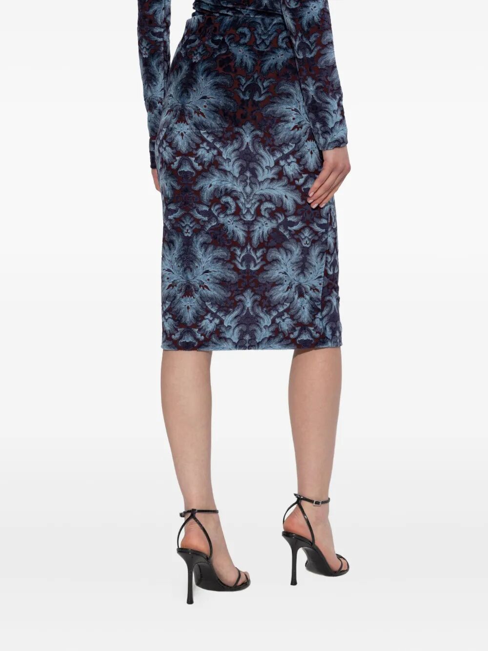 ETRO Damask-Pattern Velvet Midi Skirt
